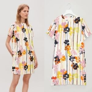 COS Linen Multicolor Floral Mini Dress